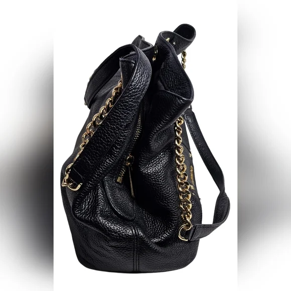 Michael Kors Jet Set Studded Leather Black Handbag Shoulder Tote Travel Bag Chic - Picture 10 of 16